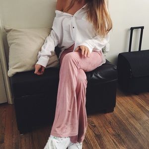 Pink suede flare pant